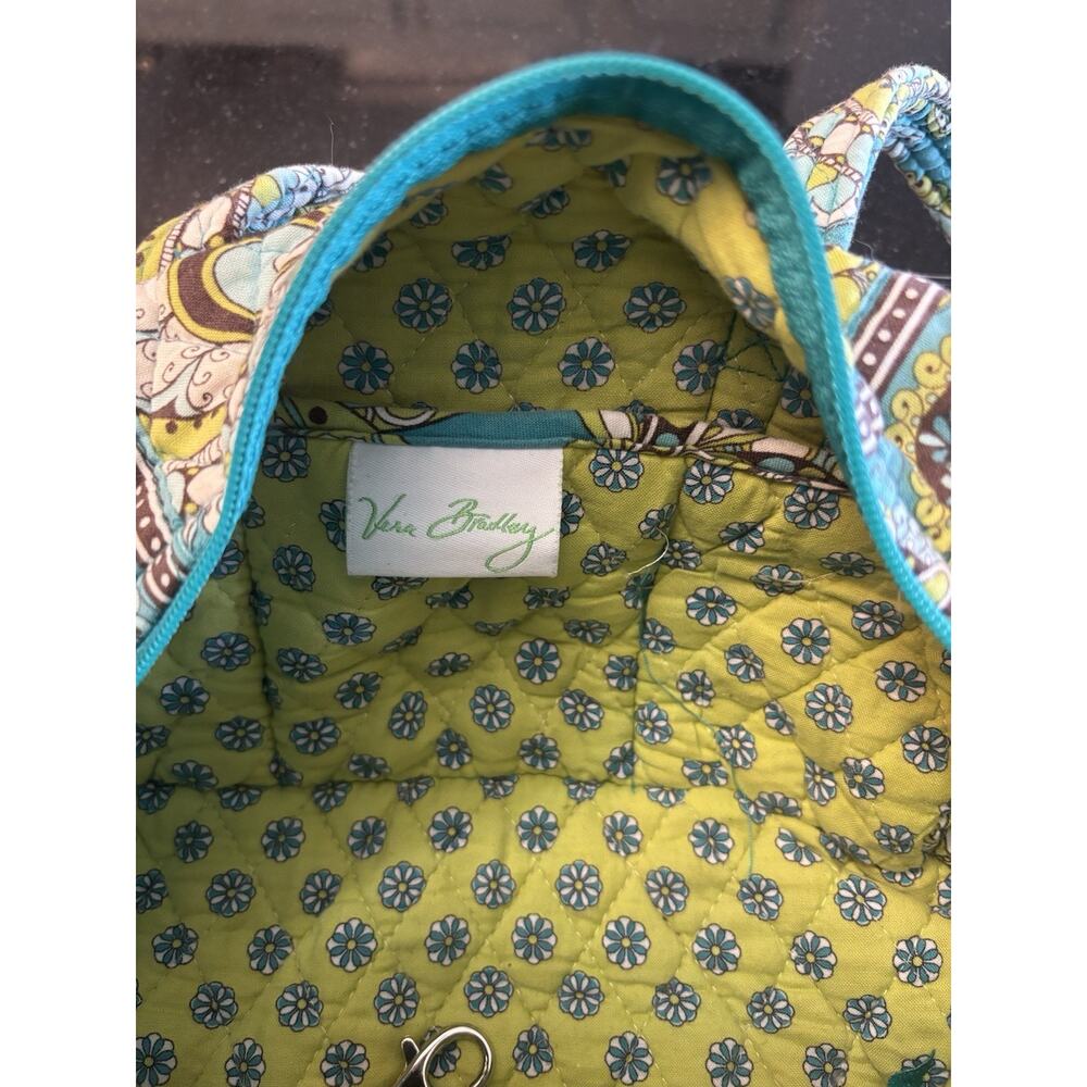 Vera Bradley Bowler Bag Teal Green Paisley Quilted Satchel Shoulder Purse Retire - Picture 4 of 6